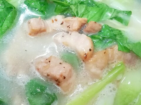 豚バラかたまり肉とチンゲン菜の白湯スープ